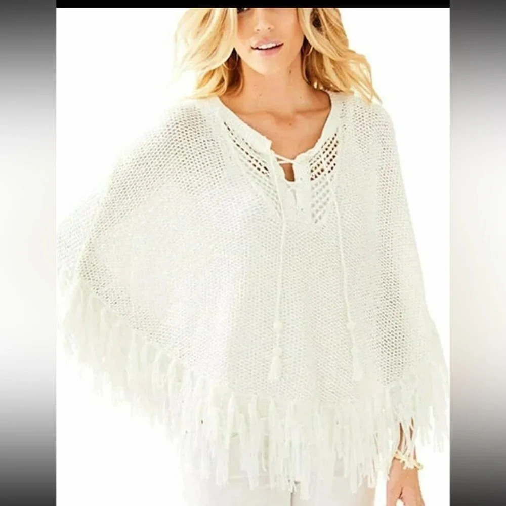 Lilly Pulitzer Val Sweater Poncho White S Elegant White Women's Sweater